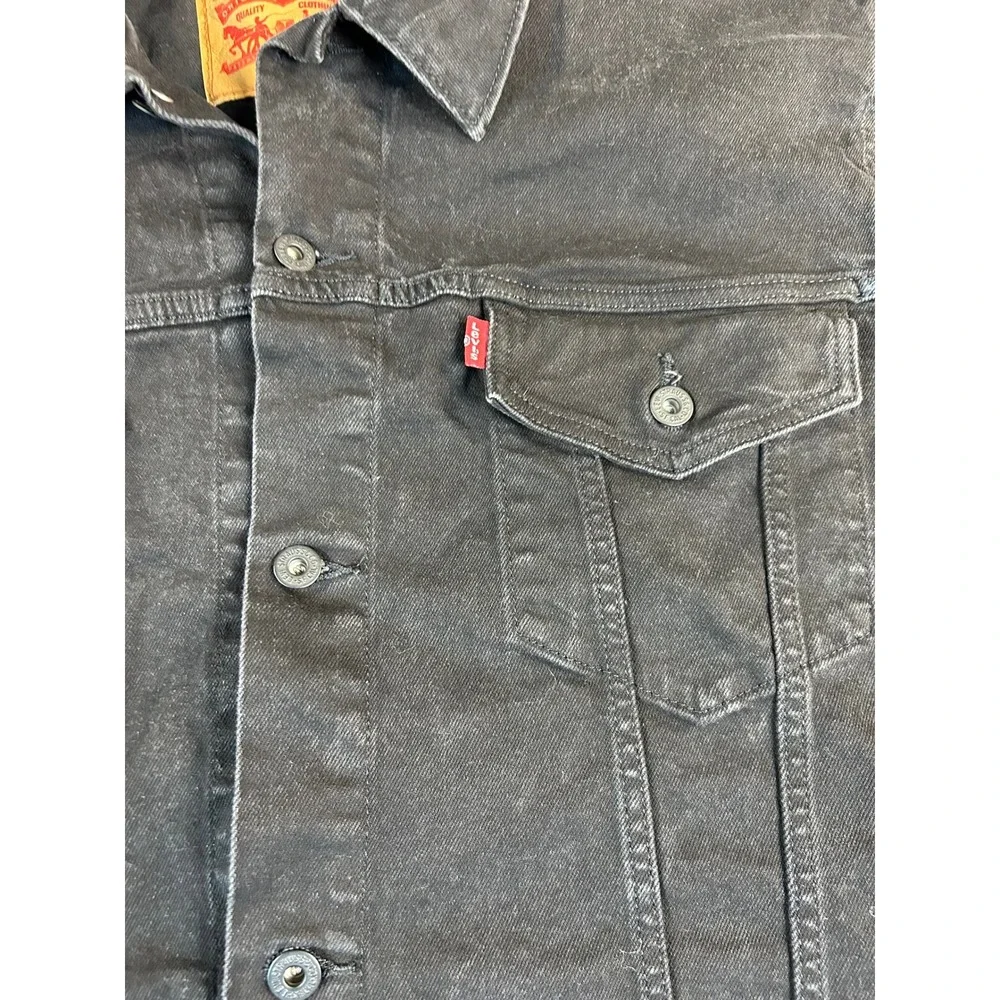 Levis Mens Denim Trucker Vest Black Sleeveless Jacket 4XLT Big & Tall 3068